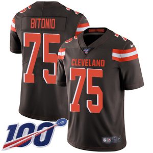 Browns #75 Joel Bitonio Brown Team Color Men's Stitched NFL 100th Season Vapor Untouchable Limited Jersey