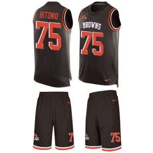 Browns #75 Joel Bitonio Brown Team Color Men's Stitched NFL Limited Tank Top Suit Jersey