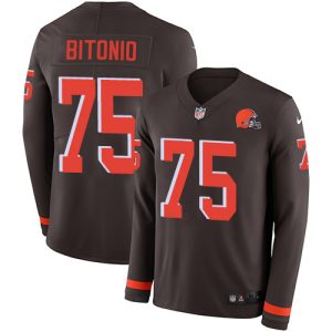 wholesale Browns #75 Joel Bitonio Brown Team Color Men's Stitched NFL Limited Therma Long Sleeve Jersey