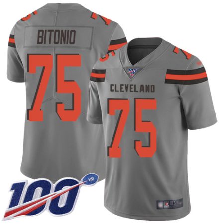 browns #75 joel bitonio gray men's stitched nfl limited inverted legend 100th season cheap jersey