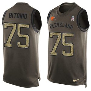 Browns #75 Joel Bitonio Green Men's Stitched NFL Limited Salute To Service Tank Top Jersey