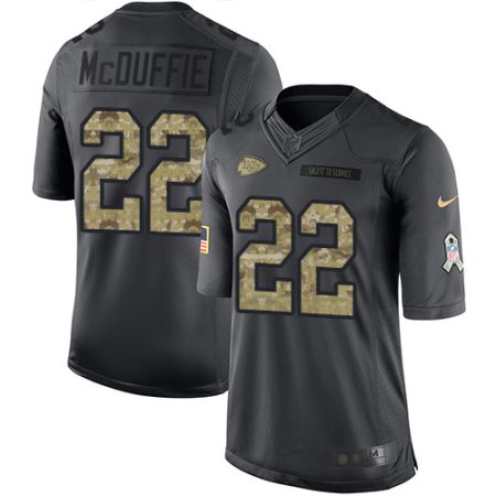 wholesale Chiefs #22 Trent McDuffie Black Men's Stitched NFL Limited 2016 Salute to Service Jersey