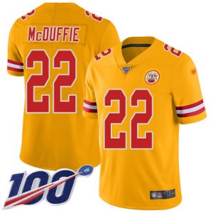 cheap Chiefs #22 Trent McDuffie Gold Men's Stitched NFL Limited Inverted Legend 100th Season Jersey