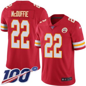 Chiefs #22 Trent McDuffie Red Team Color Men's Stitched NFL 100th Season Vapor Limited Jersey