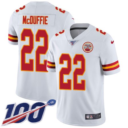 Chiefs #22 Trent McDuffie White Men's Stitched NFL 100th Season Vapor Limited Jersey