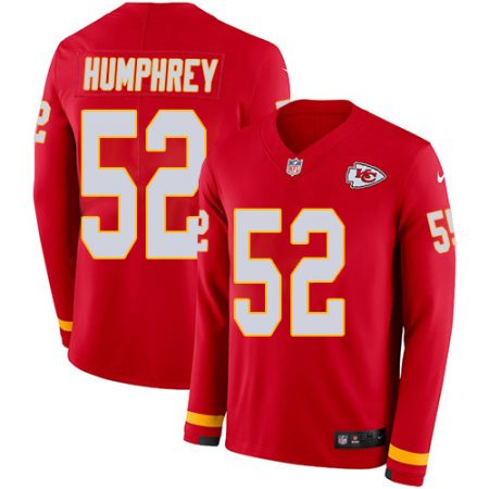 Chiefs #52 Creed Humphrey Red Team Color Men's Stitched NFL Limited Therma Long Sleeve Jersey