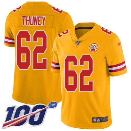 Chiefs #62 Joe Thuney Gold Men's Stitched NFL Limited Inverted Legend 100th Season Jersey