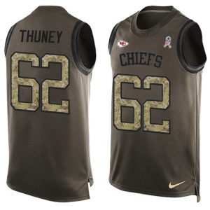 chiefs #62 joe thuney green men's stitched nfl limited salute to service tank top wholesale jersey