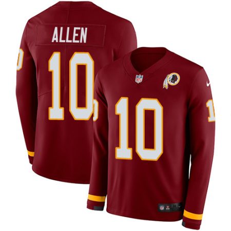 Commanders #10 Kazmeir Allen Burgundy Red Team Color Men's Stitched NFL Limited Therma Long Sleeve Jersey