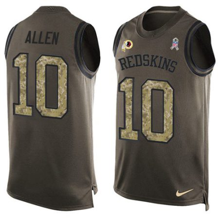 Commanders #10 Kazmeir Allen Green Men's Stitched NFL Limited Salute To Service Tank Top Jersey