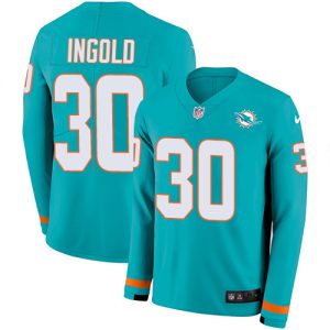 dolphins #30 alec ingold aqua green team color men's stitched nfl limited therma long sleeve wholesale jersey