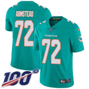 Dolphins #72 Terron Armstead Aqua Green Team Color Men's Stitched NFL 100th Season Vapor Untouchable Limited Jersey