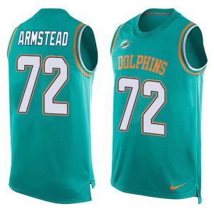 Dolphins #72 Terron Armstead Aqua Green Team Color Men's Stitched NFL Limited Tank Top Jersey