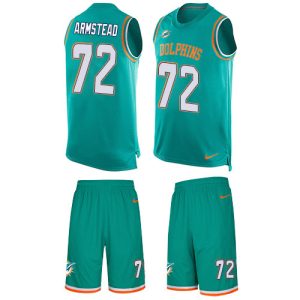 Dolphins #72 Terron Armstead Aqua Green Team Color Men's Stitched NFL Limited Tank Top Suit Jersey