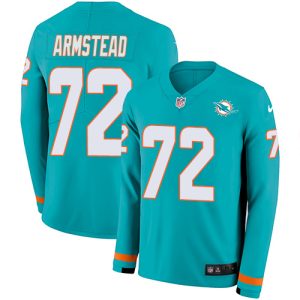 cheap Dolphins #72 Terron Armstead Aqua Green Team Color Men's Stitched NFL Limited Therma Long Sleeve Jersey