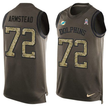 Dolphins #72 Terron Armstead Green Men's Stitched NFL Limited Salute To Service Tank Top Jersey