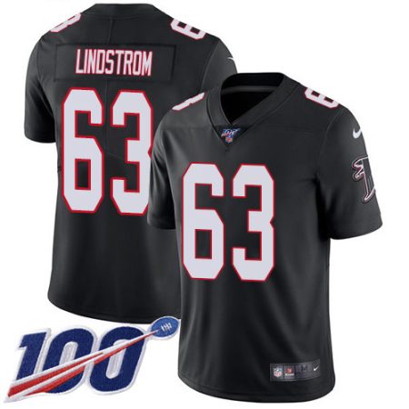 Falcons #63 Chris Lindstrom Black Alternate Men's Stitched NFL 100th Season Vapor Untouchable Limited Jersey