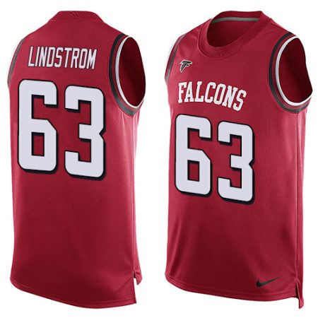 Falcons #63 Chris Lindstrom Red Team Color Men's Stitched NFL Limited Tank Top Jersey