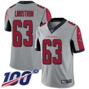 Falcons #63 Chris Lindstrom Silver Men's Stitched NFL Limited Inverted Legend 100th Season Jersey