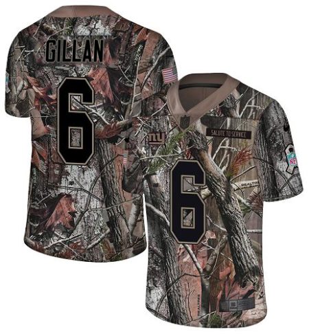 Giants #6 Jamie Gillan Camo Men's Stitched NFL Limited Rush Realtree Jersey