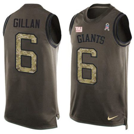 Giants #6 Jamie Gillan Green Men's Stitched NFL Limited Salute To Service Tank Top Jersey