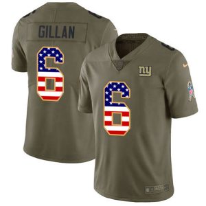 Giants #6 Jamie Gillan Olive/USA Flag Men's Stitched NFL Limited 2017 Salute To Service Jersey