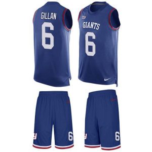 Giants #6 Jamie Gillan Royal Blue Team Color Men's Stitched NFL Limited Tank Top Suit Jersey