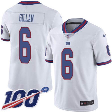 Giants #6 Jamie Gillan White Men's Stitched NFL Limited Rush 100th Season Jersey