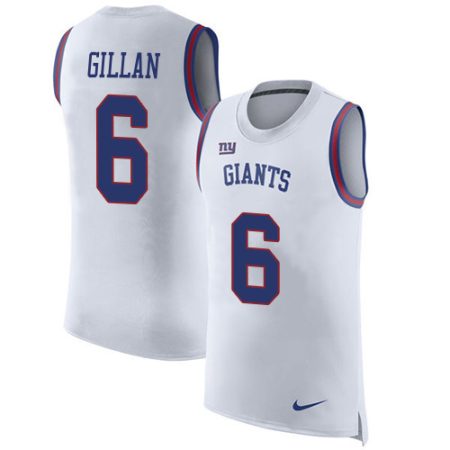 Giants #6 Jamie Gillan White Men's Stitched NFL Limited Rush Tank Top Jersey