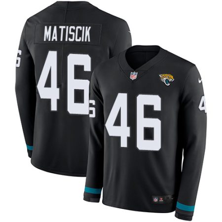 wholesale Jaguars #46 Ross Matiscik Black Team Color Men's Stitched NFL Limited Therma Long Sleeve Jersey