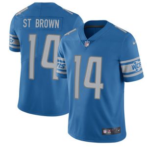 Lions #14 Amon-Ra St. Brown Blue Team Color Men's Stitched NFL Vapor Untouchable Limited Jersey