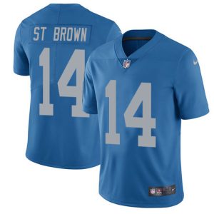 Lions #14 Amon-Ra St. Brown Blue Throwback Men's Stitched NFL Vapor Untouchable Limited Jersey