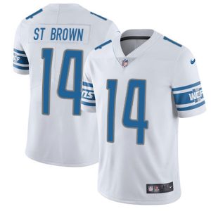 Lions #14 Amon-Ra St. Brown White Men's Stitched NFL Vapor Untouchable Limited Jersey