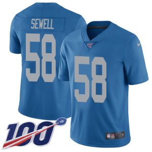 Lions #58 Penei Sewell Blue Throwback Men's Stitched NFL 100th Season Vapor Untouchable Limited Jersey