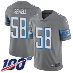 Lions #58 Penei Sewell Gray Men's Stitched NFL Limited Rush 100th Season Jersey