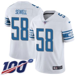 wholesale Lions #58 Penei Sewell White Men's Stitched NFL 100th Season Vapor Untouchable Limited Jersey