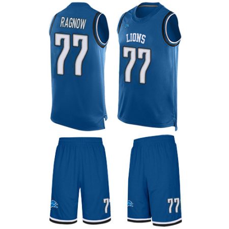 wholesale Lions #77 Frank Ragnow Blue Team Color Men's Stitched NFL Limited Tank Top Suit Jersey