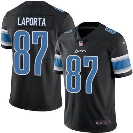 wholesale Lions #87 Sam LaPorta Black Men's Stitched NFL Limited Rush Jersey