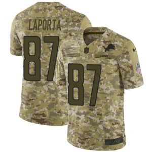 Lions #87 Sam LaPorta Camo Men's Stitched NFL Limited 2018 Salute To Service Jersey