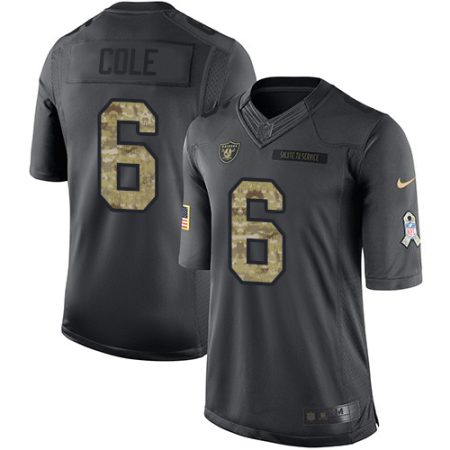 Raiders #6 AJ Cole Black Men's Stitched NFL Limited 2016 Salute to Service Jersey