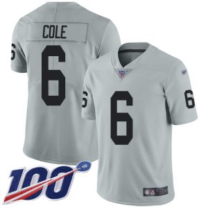 Raiders #6 AJ Cole Silver Men's Stitched NFL Limited Inverted Legend 100th Season Jersey