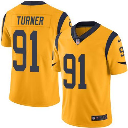 Rams #91 Kobie Turner Gold Men's Stitched NFL Limited Rush Jersey