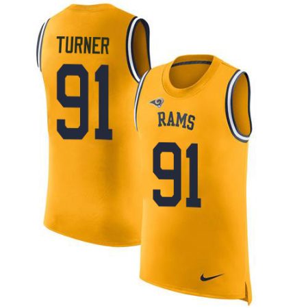 Rams #91 Kobie Turner Gold Men's Stitched NFL Limited Rush Tank Top Jersey