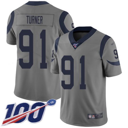 cheap Rams #91 Kobie Turner Gray Men's Stitched NFL Limited Inverted Legend 100th Season Jersey