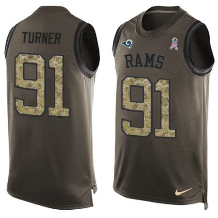 Rams #91 Kobie Turner Green Men's Stitched NFL Limited Salute To Service Tank Top Jersey