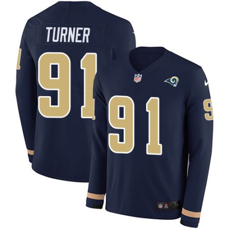 wholesale Rams #91 Kobie Turner Navy Blue Team Color Men's Stitched NFL Limited Therma Long Sleeve Jersey