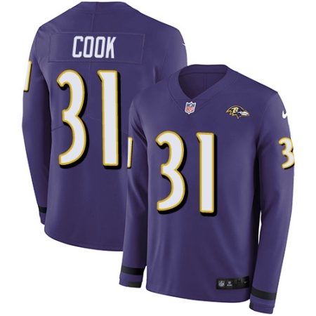 wholesale Ravens #31 Dalvin Cook Purple Team Color Men's Stitched NFL Limited Therma Long Sleeve Jersey