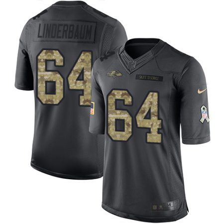 Ravens #64 Tyler Linderbaum Black Men's Stitched NFL Limited 2016 Salute to Service Jersey