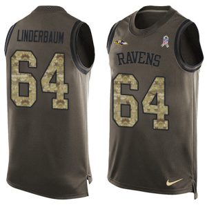 Ravens #64 Tyler Linderbaum Green Men's Stitched NFL Limited Salute To Service Tank Top Jersey