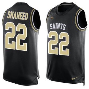 Saints #22 Rashid Shaheed Black Team Color Men's Stitched NFL Limited Tank Top Jersey